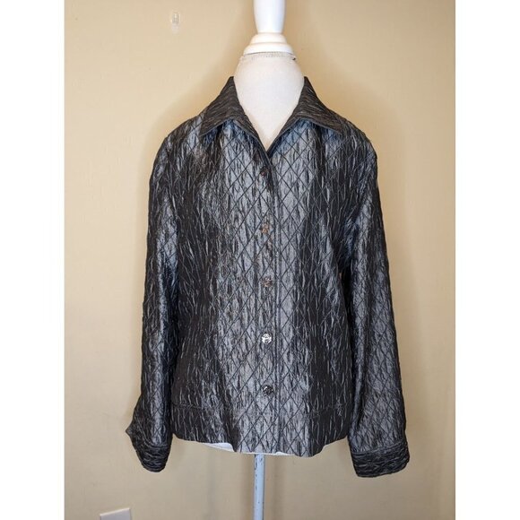 erin london Jackets & Blazers - Erin by Erin London lightweight silver gunmetal jacket, size Large
